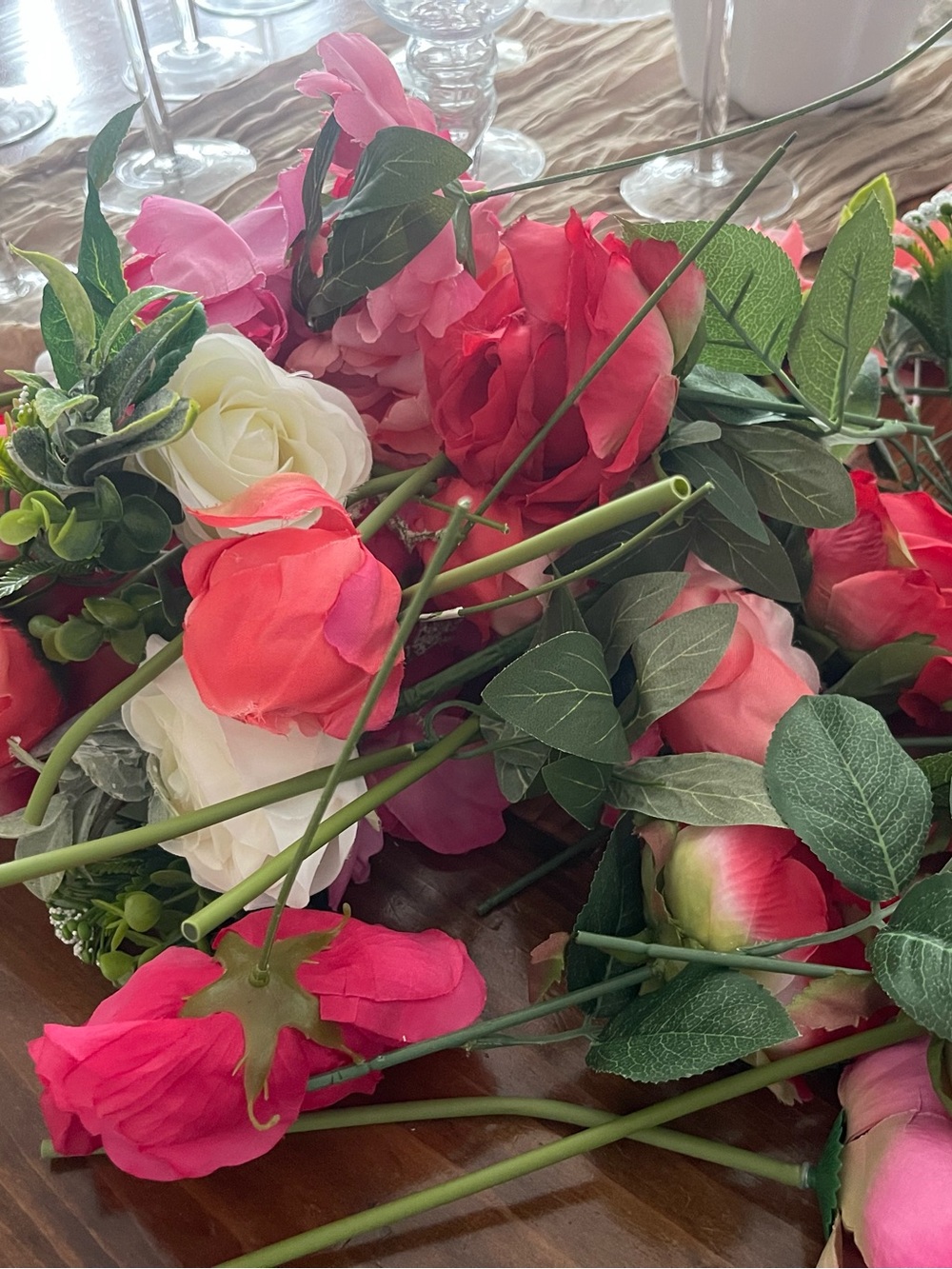 Lifelike Pink & Hot Pink Artificial Rose Stems Home Accent